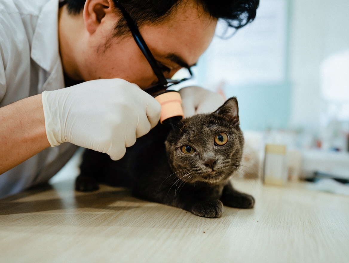 Veterinary doctor with cat